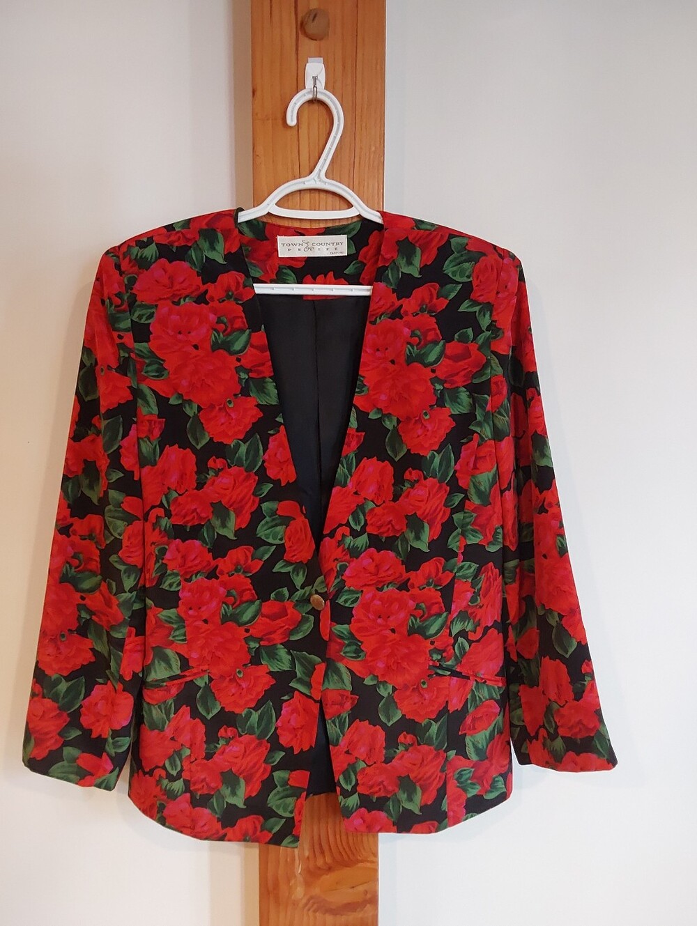Vintage 90s Floral Rose Print Blazer